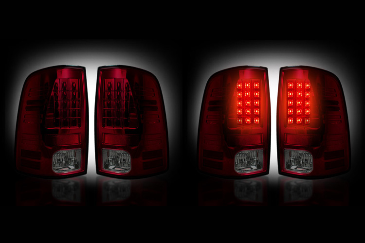 Recon Dark Red LED Tail Light Set 02-06 Dodge Ram